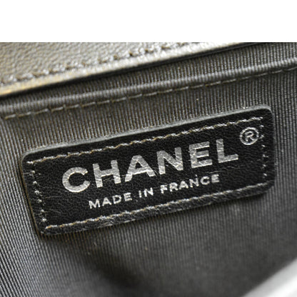 CHANEL Boy Chevron Leather Holographic PVC Crossbody Bag Black