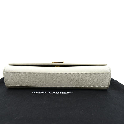 YVES SAINT LAURENT Kate Grain De Poudre Leather Shoulder Bag Ivory