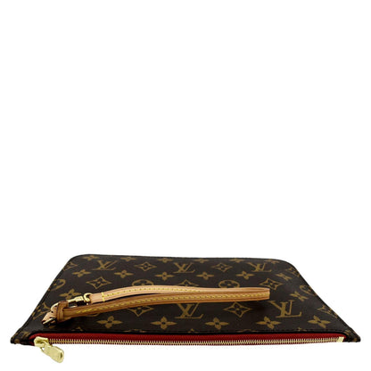 LOUIS VUITTON  Neverfull Monogram Canvas Pochette Wristlet Pouch Brown