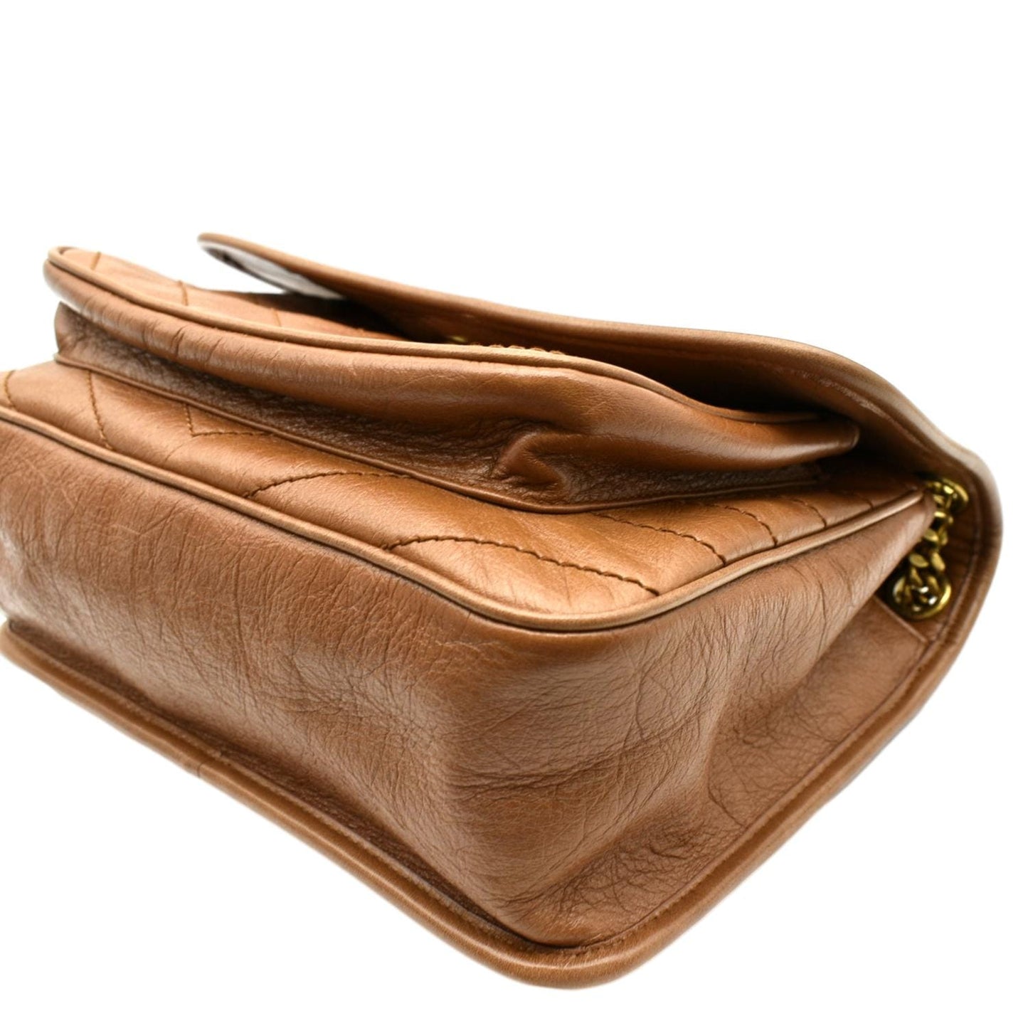 YVES SAINT LAURENT Niki Medium Leather Crossbody Bag Dark Brown