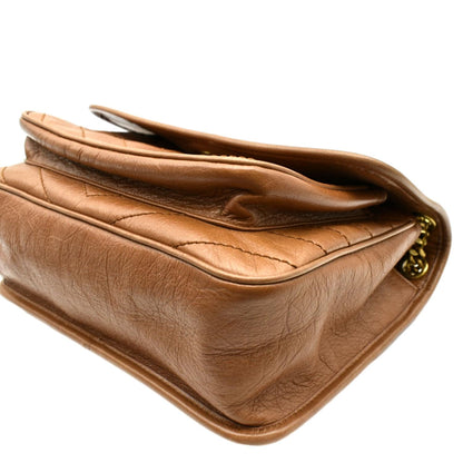 YVES SAINT LAURENT Niki Medium Leather Crossbody Bag Dark Brown