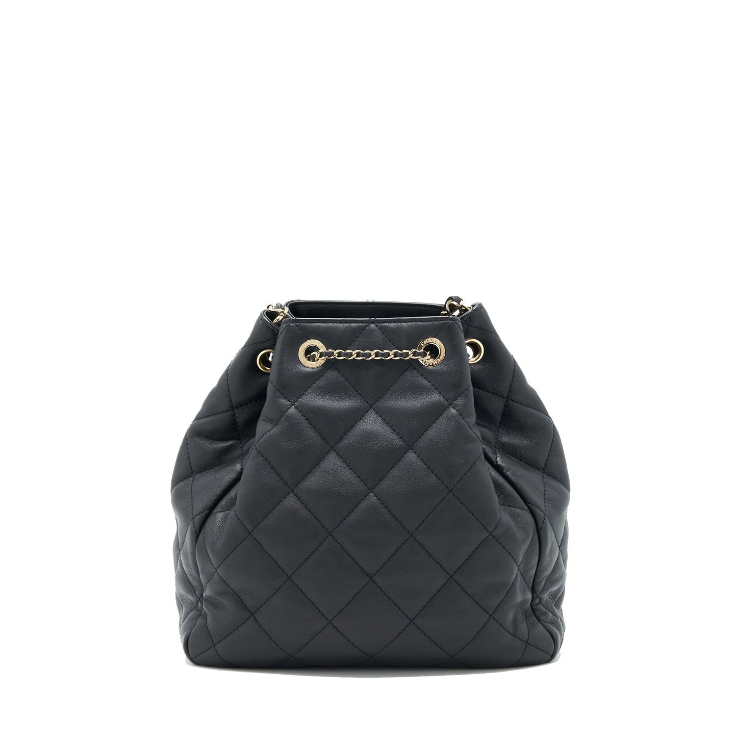 Chanel bucket bag quilted lambskin black L