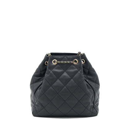 Chanel bucket bag quilted lambskin black L