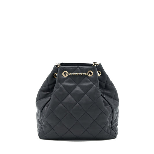 Chanel bucket bag quilted lambskin black L