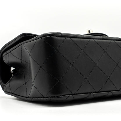 Chanel mini rectangular flap bag lambskin black  (microchip)