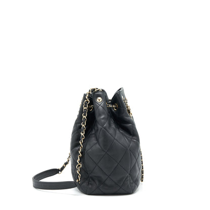 Chanel bucket bag quilted lambskin black L