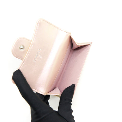 Chanel 21k Iridescent Pink Flap Card Holder