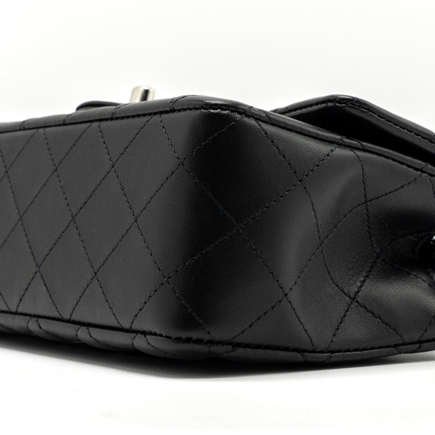 Chanel mini rectangular flap bag lambskin black  (microchip)