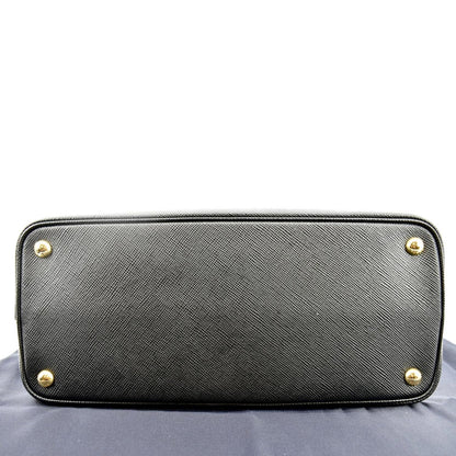 PRADA Double-Zip Saffiano Leather Shoulder Tote Bag Black