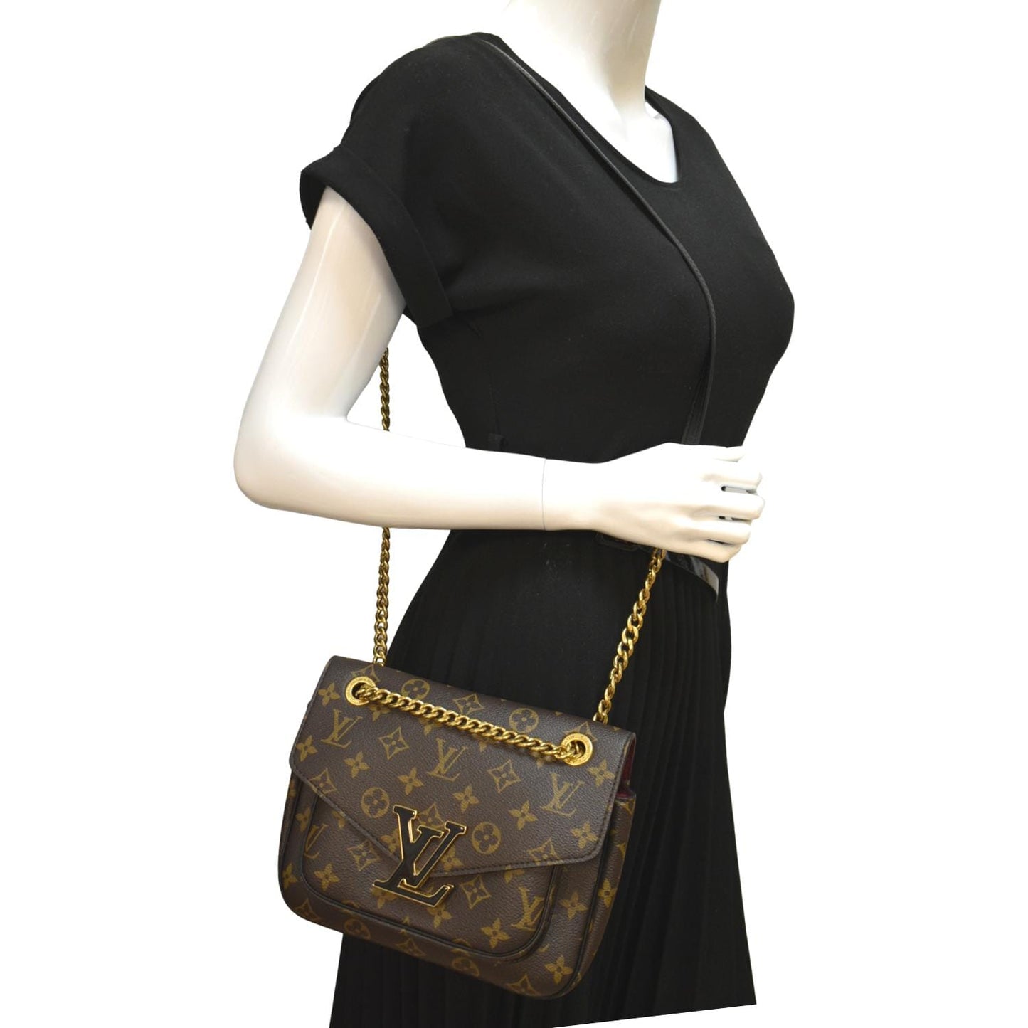 LOUIS VUITTON Passy NM Monogram Canvas Shoulder Bag Brown