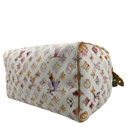 LOUIS VUITTON Richard Prince Watercolor Aquarelle Speedy 35 Monogram Satchel Bag Multicolor