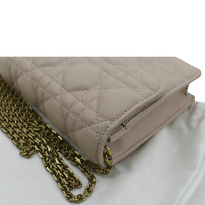 CHRISTIAN DIOR Dioraddict Quilted Lambskin Leather Crossbody Bag Dusty Pink