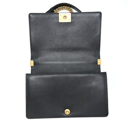Chanel Boy Bag New Medium (28cm) Lambskin Black Ruthenium