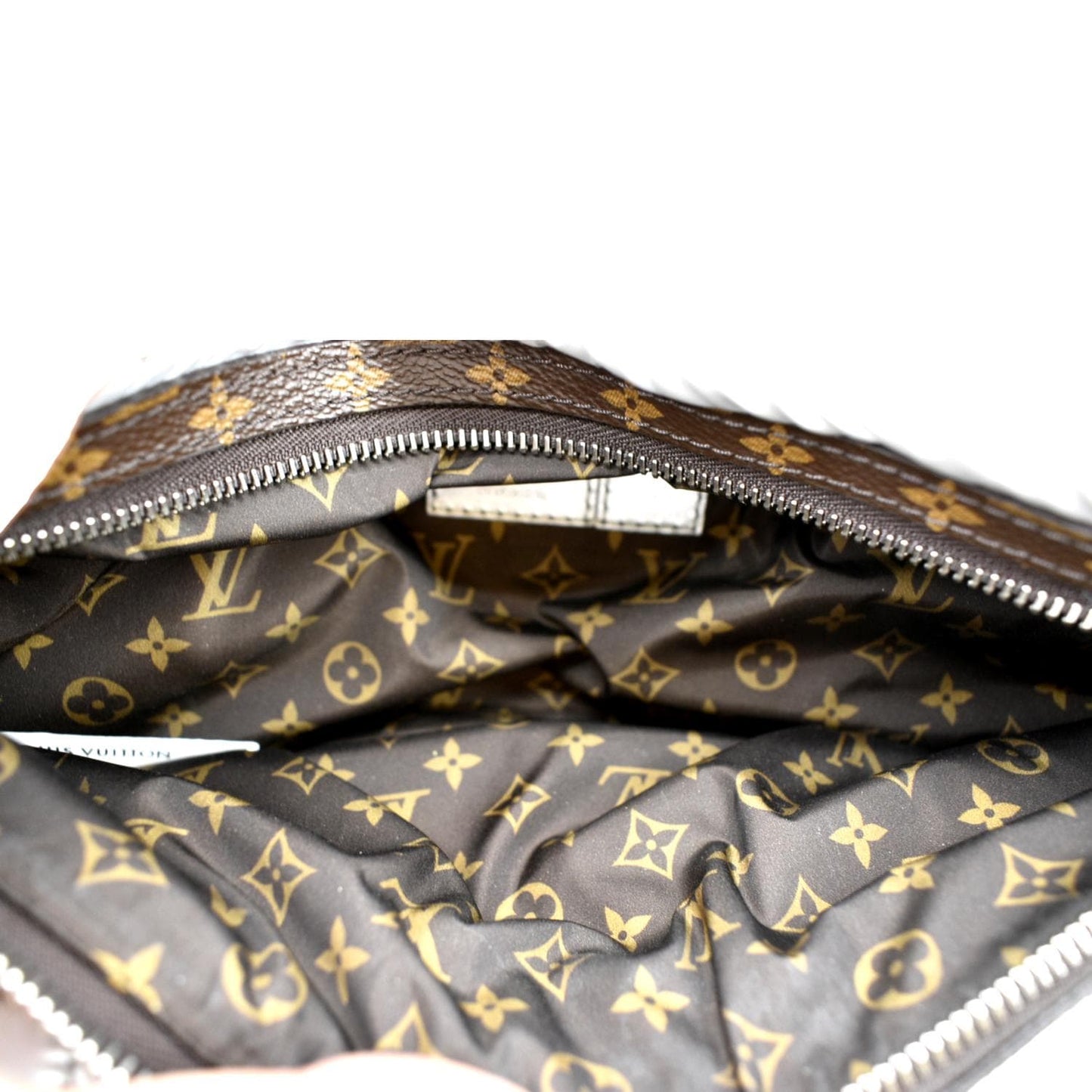 LOUIS VUITTON Nylon Monogram Canvas Maxi Bumbag Silver