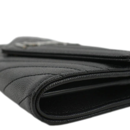 YVES SAINT LAURENT Monogram Grain De Poudre Leather Wallet Black