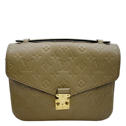 LOUIS VUITTON Women Metis Pochette Empreinte Leather Crossbody Bag Taupe