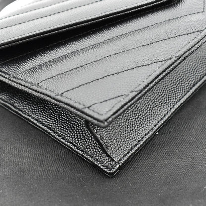 YVES SAINT LAURENT Wallet on Chain Leather Shoulder Bag Black