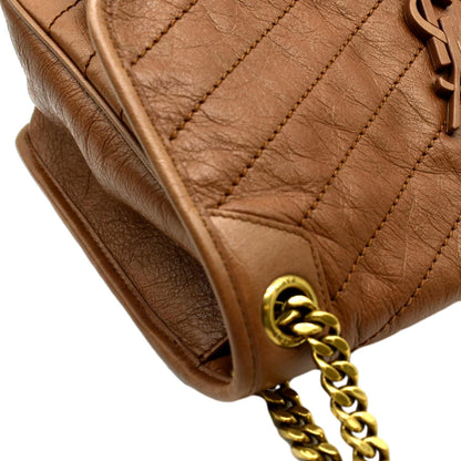 YVES SAINT LAURENT Niki Medium Leather Crossbody Bag Dark Brown