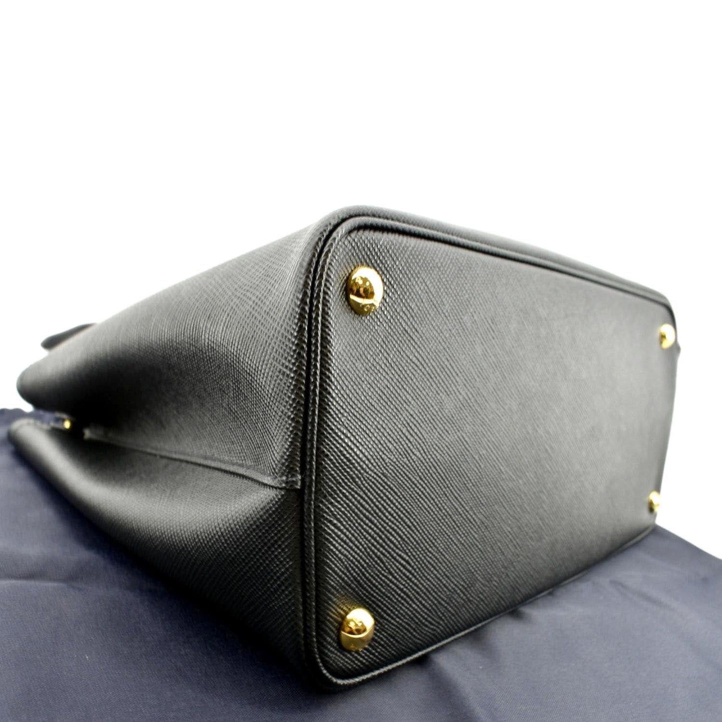 PRADA Double-Zip Saffiano Leather Shoulder Tote Bag Black