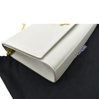 YVES SAINT LAURENT Kate Grain De Poudre Leather Shoulder Bag Ivory