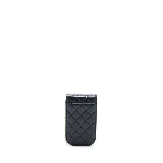 Chanel Flap Phone Pouch with Chain Black Lambskin