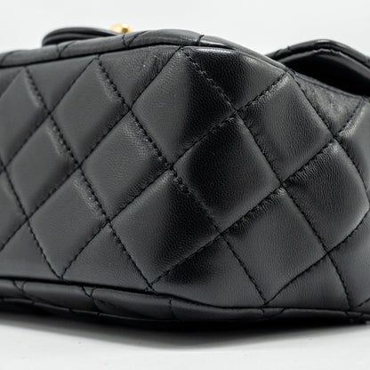 Chanel Pearl Crush Mini Square Flap Bag Lambskin BLACK  (Microchip)