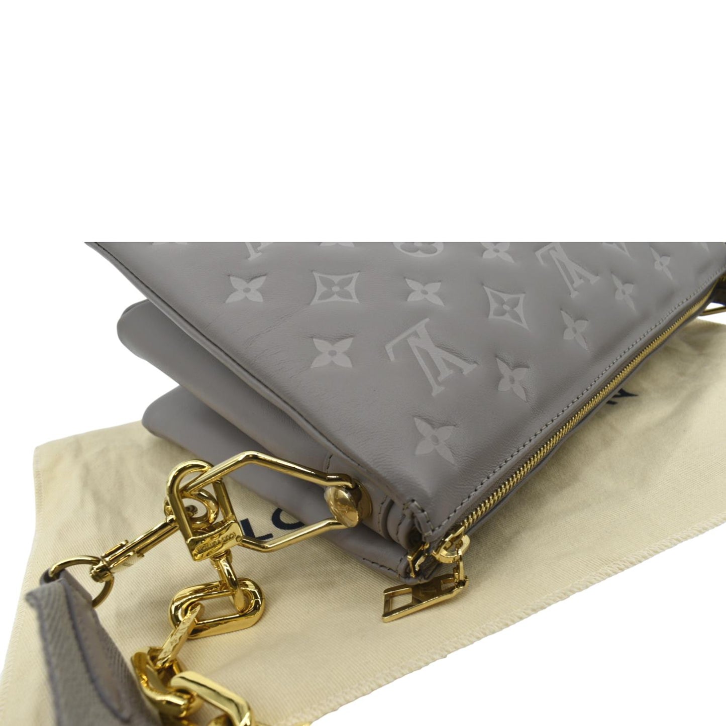 LOUIS VUITTON Coussin PM Monogram Embossed Shoulder Bag Grey