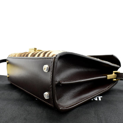 YVES SAINT LAURENT Cassandra Leopard Print Monogram Canvas Shoulder Bag Maroon