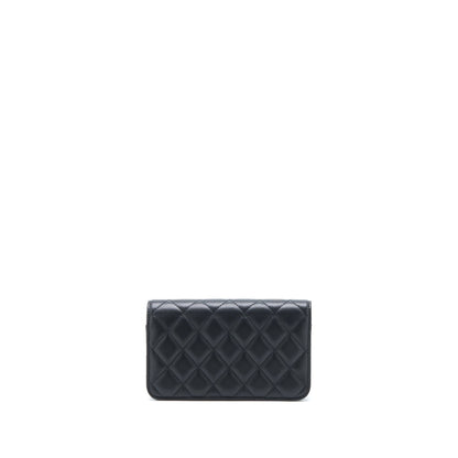 Chanel Pearl Crush Mini Wallet On Chain Lambskin Black Brushed  (Microchip)