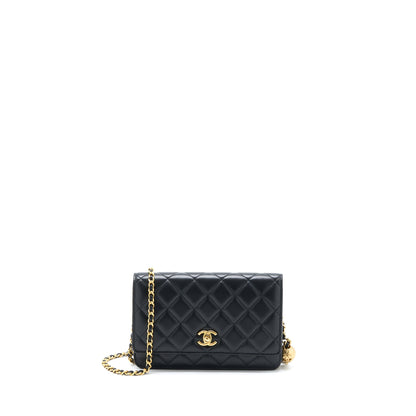 Chanel Pearl Crush Wallet on Chain Lambskin Black  (Microchip)