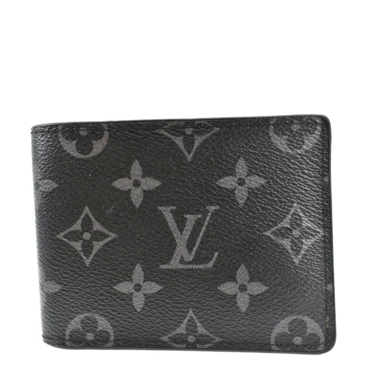 LOUIS VUITTON Monogram Eclipse Canvas Multiple Mens Wallet Black/Grey