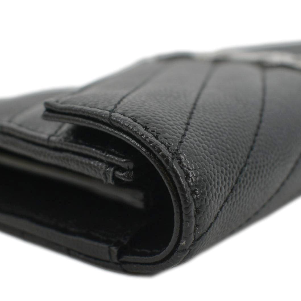 YVES SAINT LAURENT Monogram Grain De Poudre Leather Wallet Black