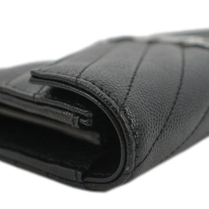 YVES SAINT LAURENT Monogram Grain De Poudre Leather Wallet Black