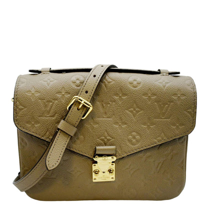 LOUIS VUITTON Women Metis Pochette Empreinte Leather Crossbody Bag Taupe