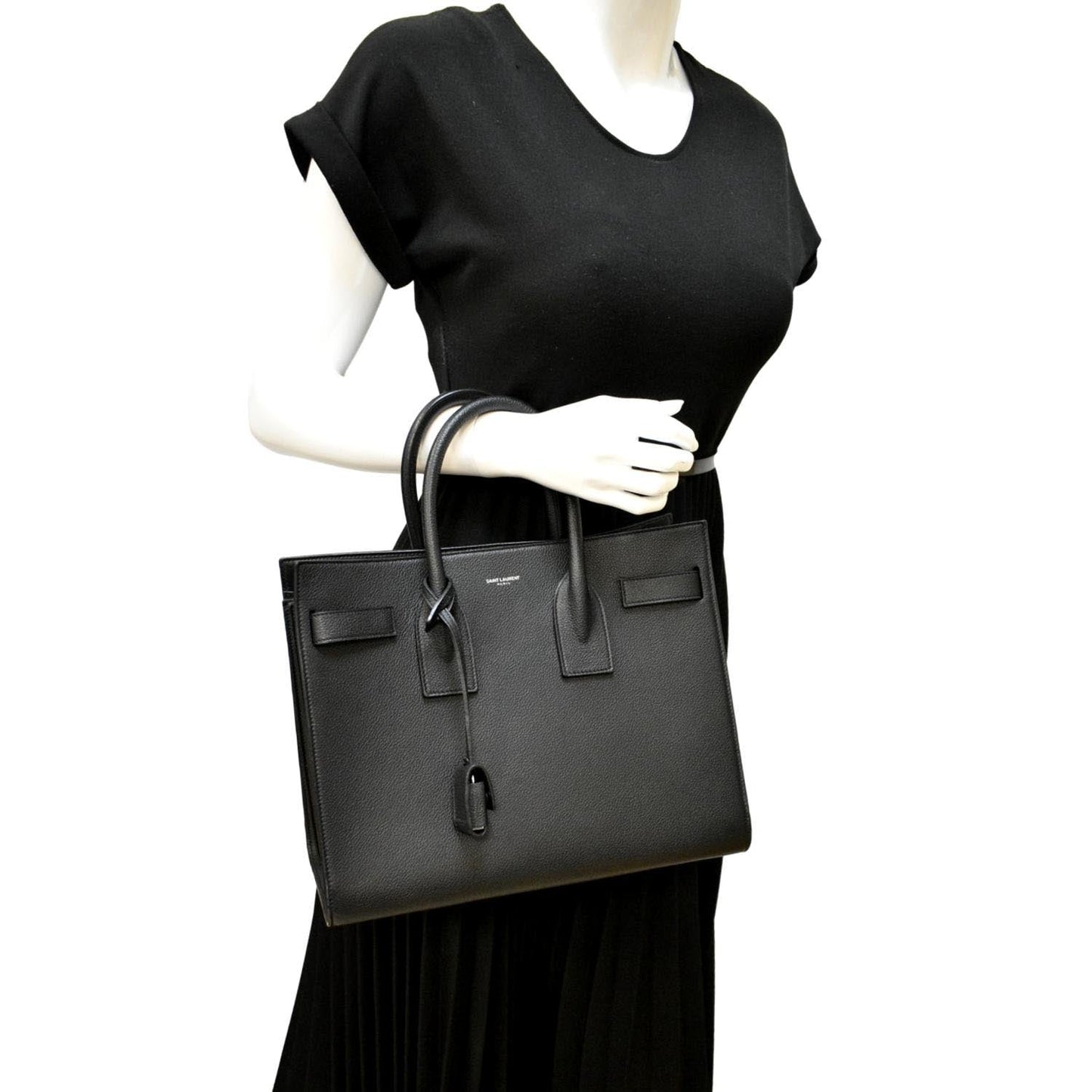 YVES SAINT LAURENT Sac de Jour Leather Satchel Shoulder Bag Black