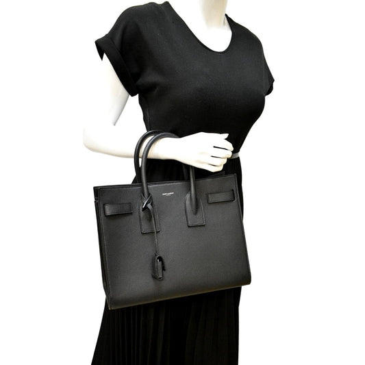 YVES SAINT LAURENT Sac de Jour Leather Satchel Shoulder Bag Black