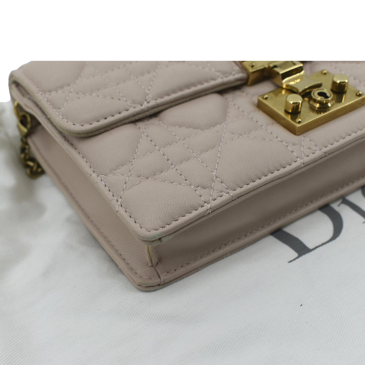 CHRISTIAN DIOR Dioraddict Quilted Lambskin Leather Crossbody Bag Dusty Pink