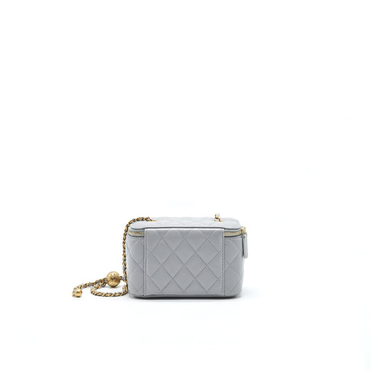 Chanel 21B Pearl Crush Long Vanity with Chain Light Grey
