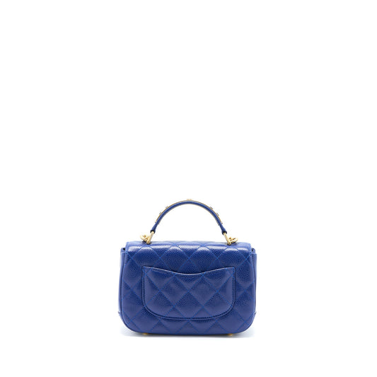 Chanel Top Handle Quilted Flap Bag Caviar Blue