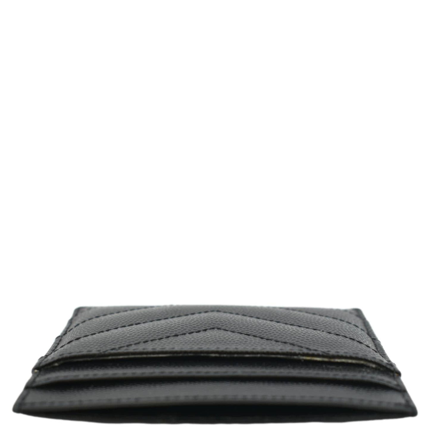 YVES SAINT LAURENT Cassandre Monogram Grain De Poudre Leather Card Holder Black