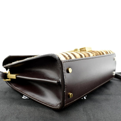 YVES SAINT LAURENT Cassandra Leopard Print Monogram Canvas Shoulder Bag Maroon