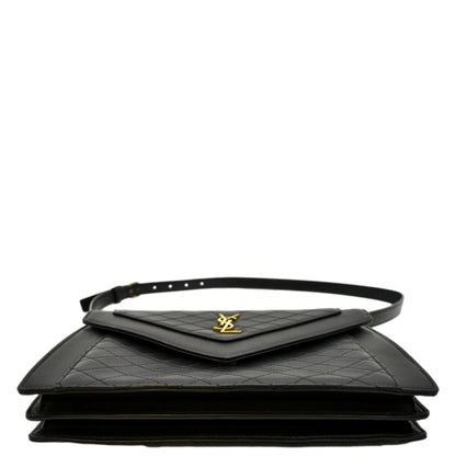 YVES SAINT LAURENT Gaby Small Envelope Quilted Leather Wallet Black