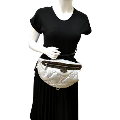 LOUIS VUITTON Nylon Monogram Canvas Maxi Bumbag Silver