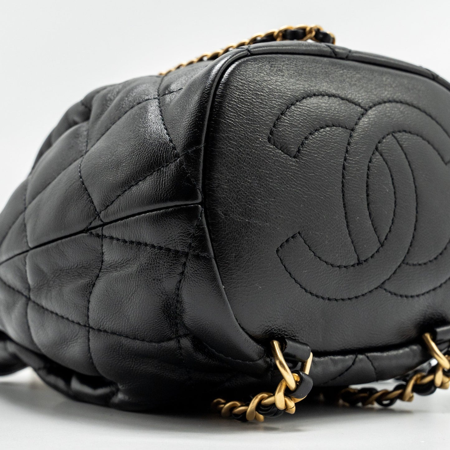 Chanel 22S Candy Chains Mini Bucket Backpack Lambskin Black  (Microchip)