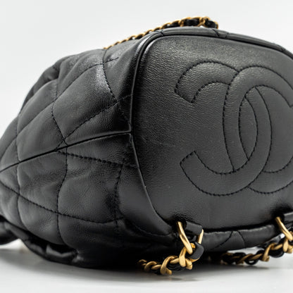 Chanel 22S Candy Chains Mini Bucket Backpack Lambskin Black  (Microchip)