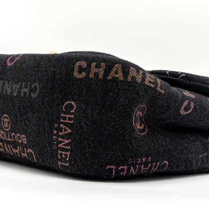 Chanel Black Denim Flap Bag Brushed  (Microchip)
