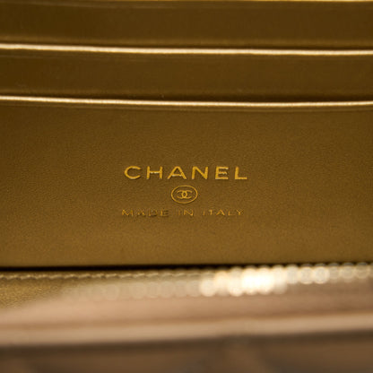 Chanel Pearl Crush Long Vanity Case Lambskin Dark Beige