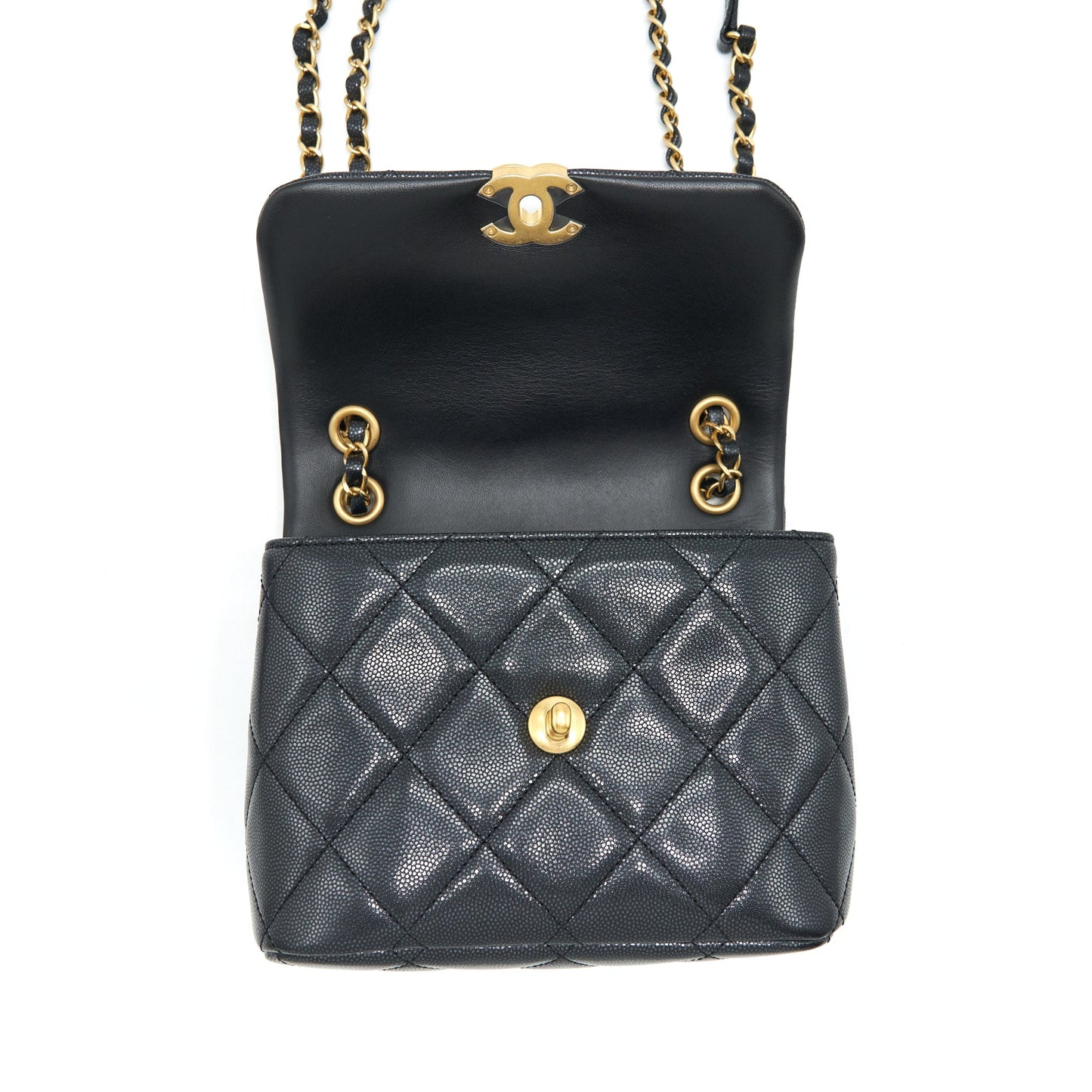 Chanel 22P New Square Flap Bag Caviar Black Brushed