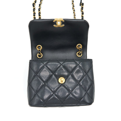Chanel 22P New Square Flap Bag Caviar Black Brushed