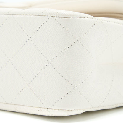 Chanel Medium Classic Double Flap Bag Caviar White  (Microchip)